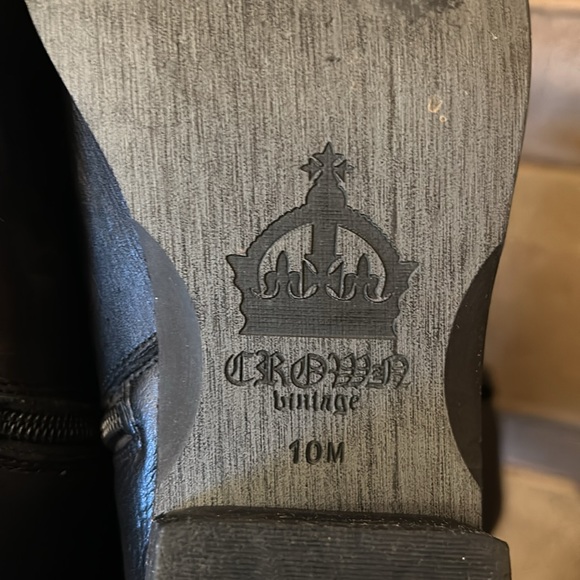 CROWN Vintage-TALL NICE BLACK LEATHER BOOTS! - Picture 8 of 11